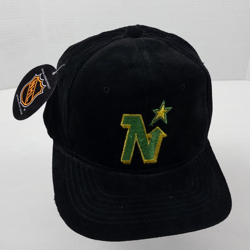 Universal Minnesota North Stars Hat Mens Black Suede Leather Vintage 90s NHL